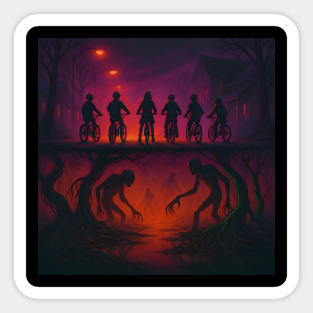 Upside Down Ride – Retro Stranger Vibes Poster Sticker